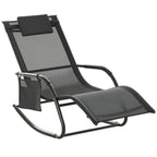 Espreguiçadeira Baloiço de Exterior com Braços Apoio de Cabeça Acolchoado e Bolso Lateral Carga 120 kg para Jardim Terraço Pátio 150x62x88 cm Preto — foto 1
