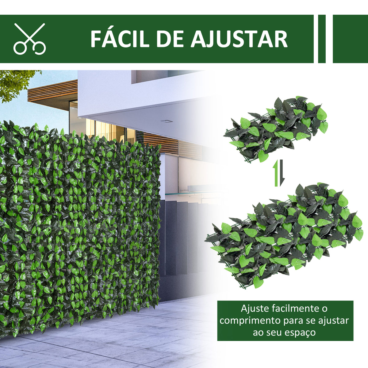 Vedação Artificial em Rolo 3x1m Vedação de Privacidade para Balcão Jardim Exterior Planta Decorativa de Parede PE Verde — foto 4
