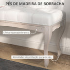 Banco Pé de Cama com Pés de Madeira e Assento Acolchoado Capacidade 120 kg Banco de Estilo Vintage para Dormitório Entrada Corredor 110x37x49 cm Creme — foto 5