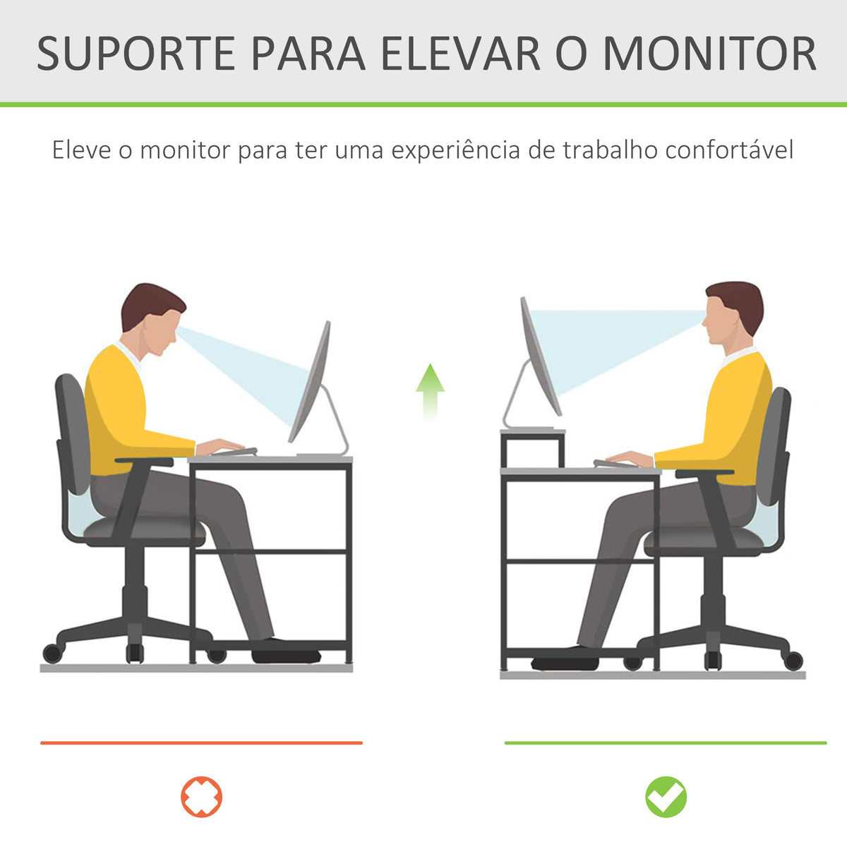 Suporte para Monitor de Bambu Organizador de Escritório para Monitor Portátil 48x25,5x11,5 cm Madeira — foto 4