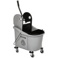 Balde de Esfregona Comercial Balde de Esfregona com Espremedor de Pressão para Baixo Capacidade 36L com 4 Rodas Silenciosas 2 Cubetas Separadas 54x41x91,5 cm Cinza — foto 1