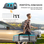 Tenda de Campismo Familiar para 5-6 Pessoas Tenda de Campismo Dobrável com 2 Quartos Portas e Bolsa de Transporte Impermeável 3000 mm para Trekking 480x260x200 cm Cinza — foto 7