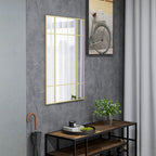Espelho de Parede Retangular Espelho Estilo Janela 90x60 cm com Moldura de Metal Espelho Decorativo para Sala Quarto Entrada Dourado — foto 8