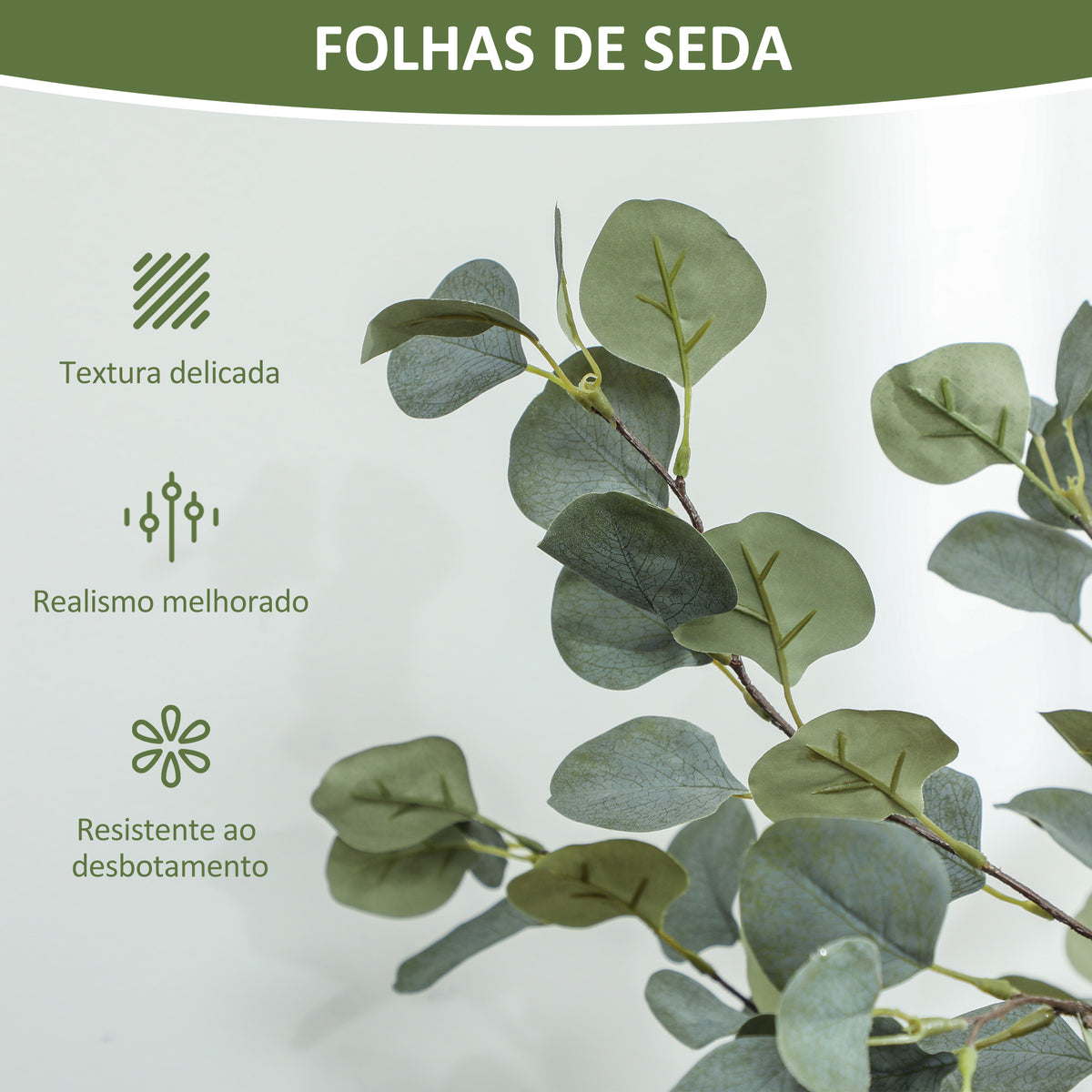 Eucalipto Artificial 120 cm Planta Artificial Decorativa Grande Árvore Artificial de Interior com 230 Folhas Decoração para Casa Escritório Dormitório Verde — foto 5