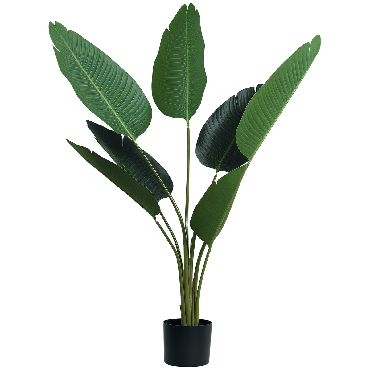 Planta Artificial de Decoração Planta Palmeira Artificial com Vaso 7 Folhas para Exterior e Interior Ø15x120cm Verde — foto 1