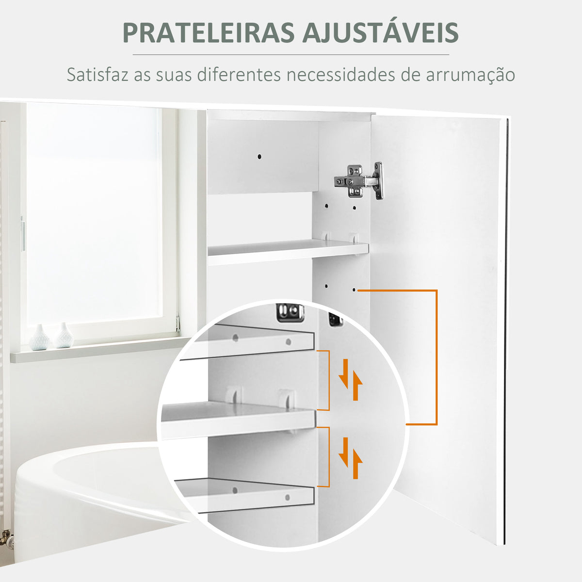 Armário Casa de Banho com Espelho Armário de Parede para Casa de Banho com 2 Portas 3 Prateleiras Internas Estilo Moderno 80x15x60 cm Roxo Claro — foto 5