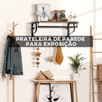 Móvel Cabide de Entrada com 5 Ganchos 1 Barra de Aço Cabide de Parede de Entrada Estilo Industrial 66x30x27cm Preto e Marrom — foto 5