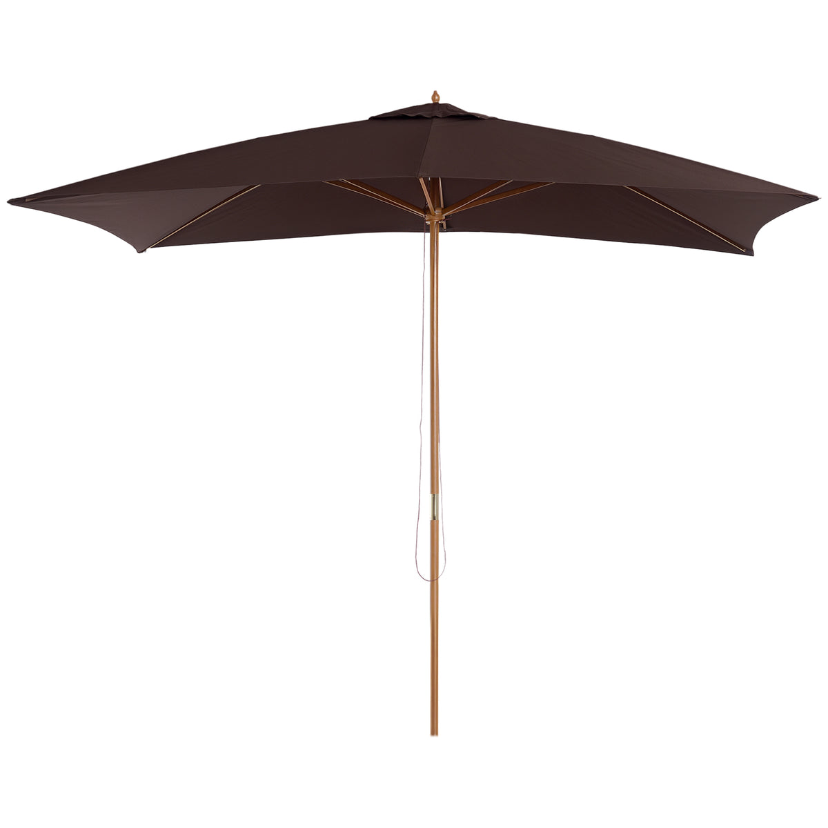 Chapéu de Sol de Jardim com Sistema de Polia Teto Ventilado e Mastro de Madeira para Terraço Pátio Exterior 2,95x2x2,55m Café — foto 1