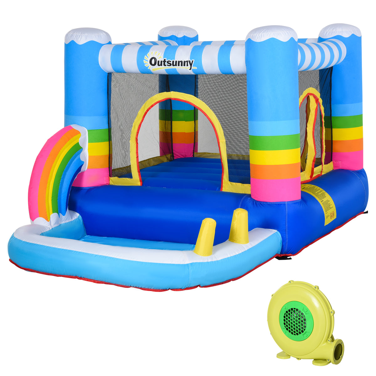 Castelo Inflável com Trampolim e Piscina para Crianças acima de 3 Anos Inclui Inflador e Bolsa de Transporte para Interior Exterior 280x170x155cm Multicor — foto 1