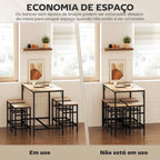 Conjunto de Mesa de Bar com 4 Bancos com Apoio para os Pés Conjunto de Móveis de 5 Peças Mesa de 100x60x88cm e Bancos de 32x32x57cm para Sala de Jantar Cozinha Preto e Carvalho — foto 4