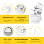 Batedeira de Pastelaria Profissional Batedeira Multifuncional Robô de Cozinha 3.4 litros com 6 velocidades Inclui 3 cabeças 300 W de aço inoxidável branco — foto 8