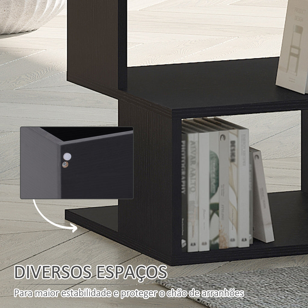 Mesa Auxiliar Mesa de Cabeceira Mesa Centro de 2 Níveis com Prateleira de Armazenamento para Sala Quarto Estante 40x40x43 cm Preto — foto 6