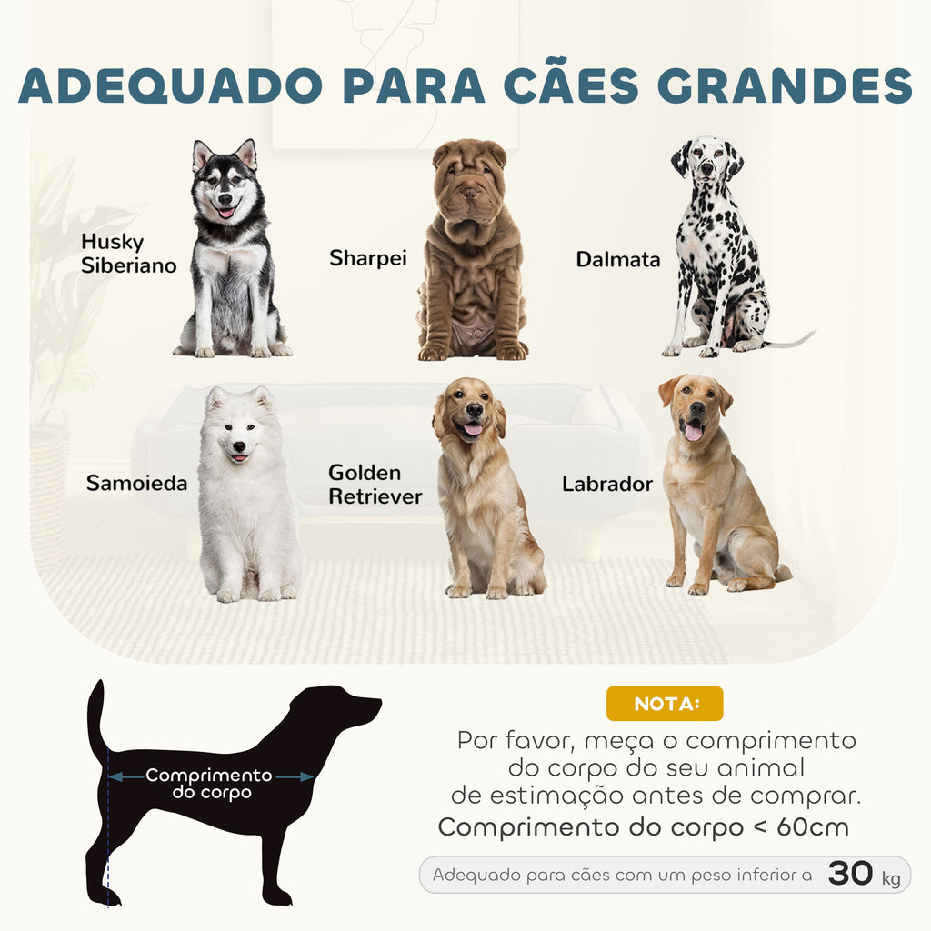 Sofá para Cães Grandes Cama Elevada para Cães com Pés de Madeira e Almofada Lavável Cama para Animais de Estimação Carga 30 kg 96x66x24 cm Azul Escuro — foto 4