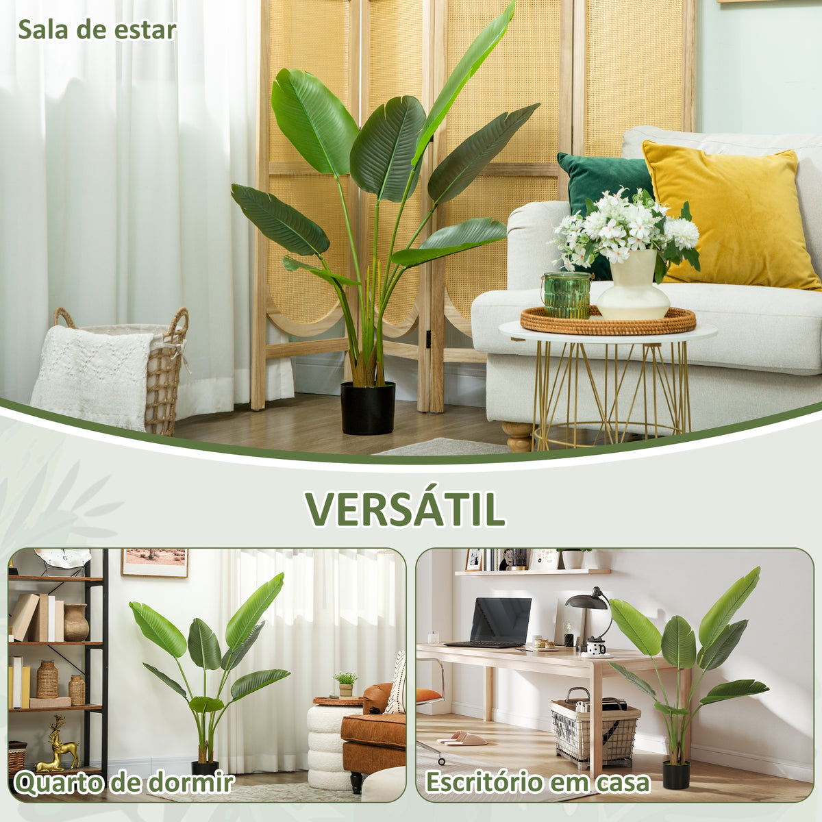 Planta Artificial Decorativa 109 cm Bananeira Artificial com Vaso e Folhas para Interior Casa Sala de Estar Escritório Verde — foto 5