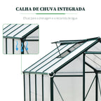 Estufa de Jardim 2x2,5m de Policarbonato e Alumínio Estufa com Clarabóia Proteção UV 30 e Base 4,79 m² para Vasos Cultivos de Plantas e Flores Transparente — foto 7