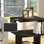 Mesa Auxiliar Mesa de Cabeceira Mesa Centro de 2 Níveis com Prateleira de Armazenamento para Sala Quarto Estante 40x40x43 cm Preto — foto 4