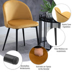 Conjunto de 2 Cadeiras de Sala de Jantar com Asento e Encosto Acolchoados Estofadas em Veludo Suave Desenho Moderno Carga Máxima 90 kg 49x50x77 cm Caramelo — foto 6