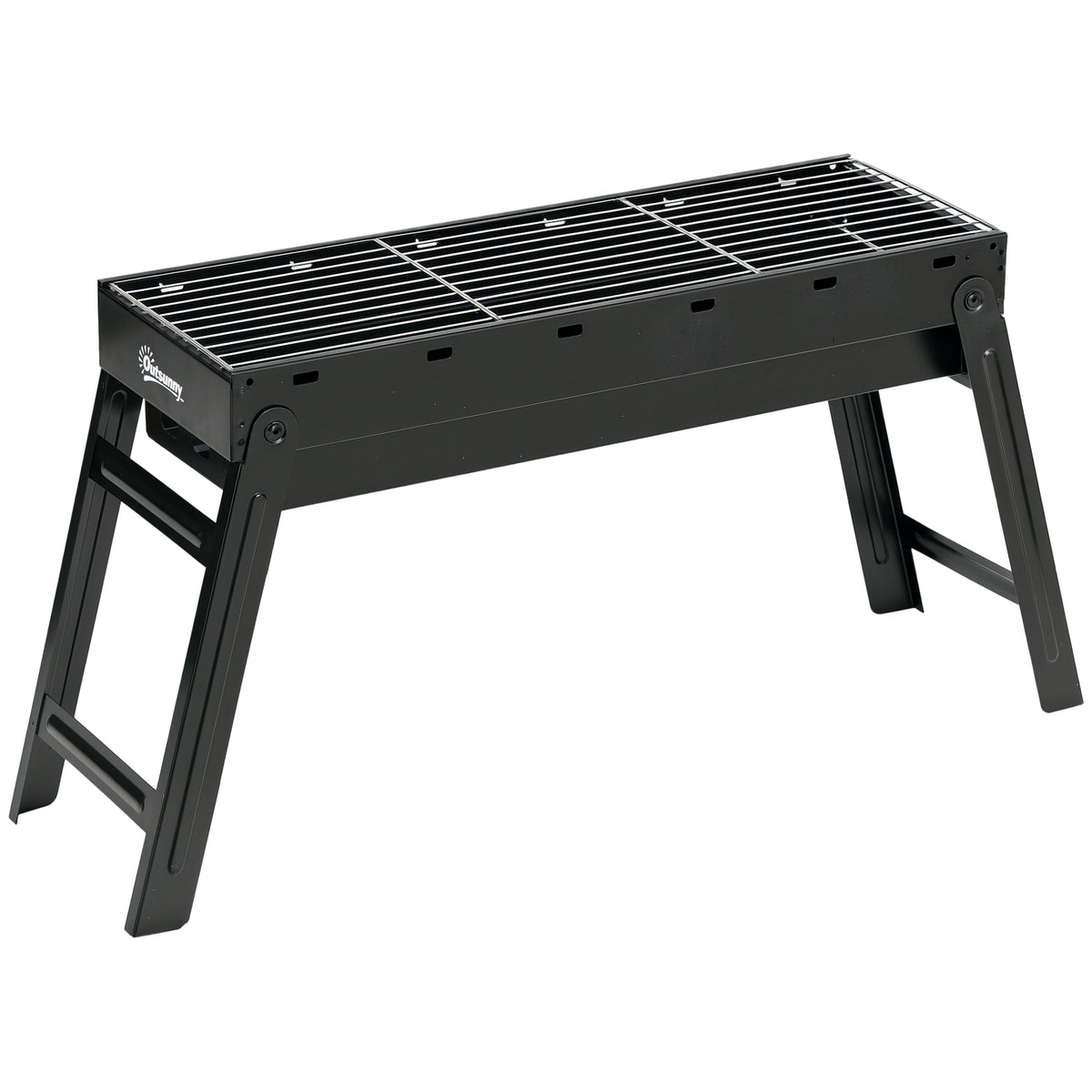 Barbecue a Carvão Dobrável Barbecue Portátil com Grelhas de Aço Inoxidável Barbecue de Carvão para Exterior Campismo Jardim 74x20x38 cm Preto — foto 1