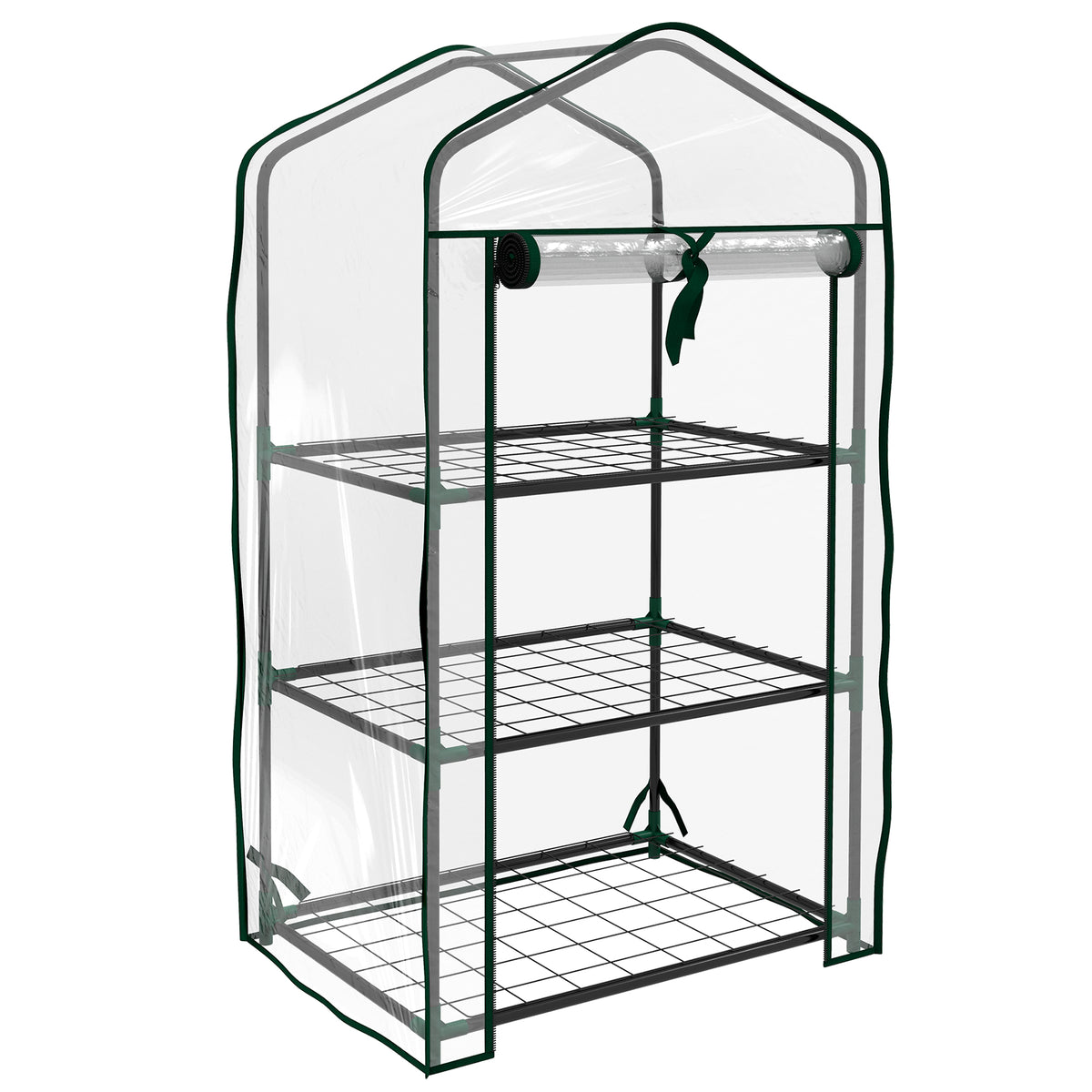 Estufa de Jardim de 3 Níveis Estufa de Terraço com 3 Prateleiras 1 Porta com Fecho de Correr para Cultivo de Plantas Flores Vegetais, 59x39x127 cm Transparente — foto 1