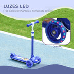 AIYPLAY Trotinete para Crianças de 2-6 Anos Trotinete Infantil Dobrável Trotinete com 3 Rodas LED Altura Ajustável Carga 25 kg 52x29x63-76 cm Azul — foto 6