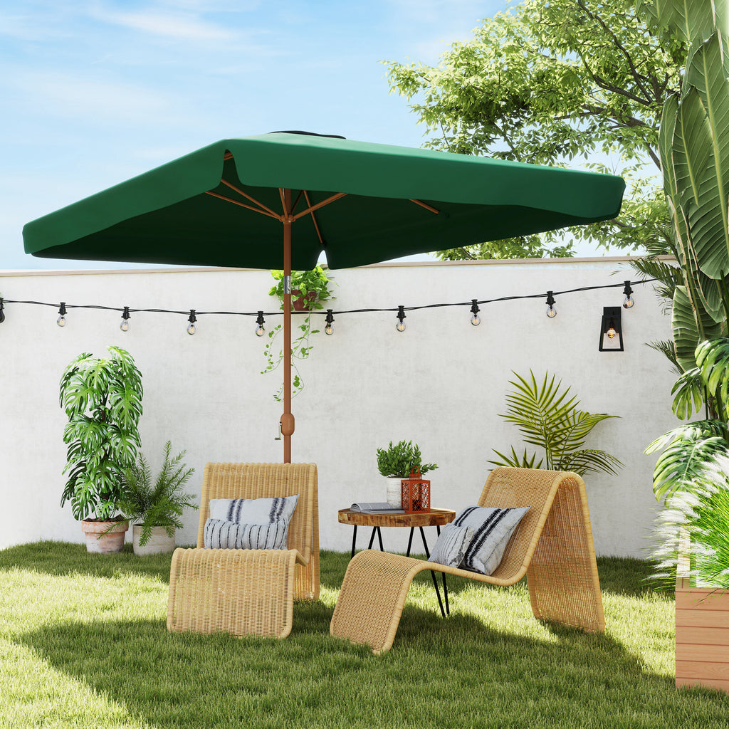 Chapéu de Sol de Jardim 300x200 cm Chapéu de Sol de Exterior com Ângulo Ajustável Mastro de Alumínio Manivela e Proteção UV 50+ Chapéu de Sol para Jardim Pátio Verde — foto 2