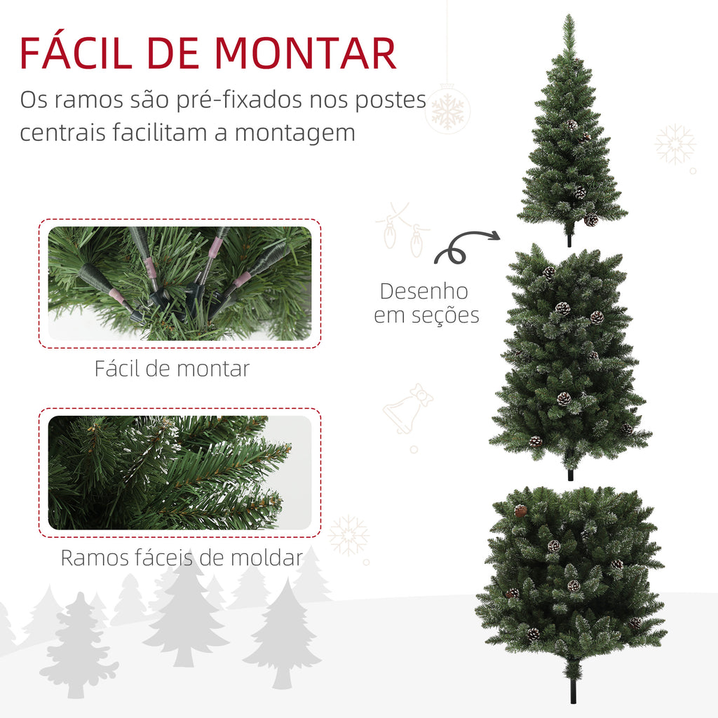 Árvore de Natal 225 cm Árvore de Natal Artificial com 980 Ramos e Suporte de Metal Árvore de Natal para Sala de Estar Interior Verde — foto 6