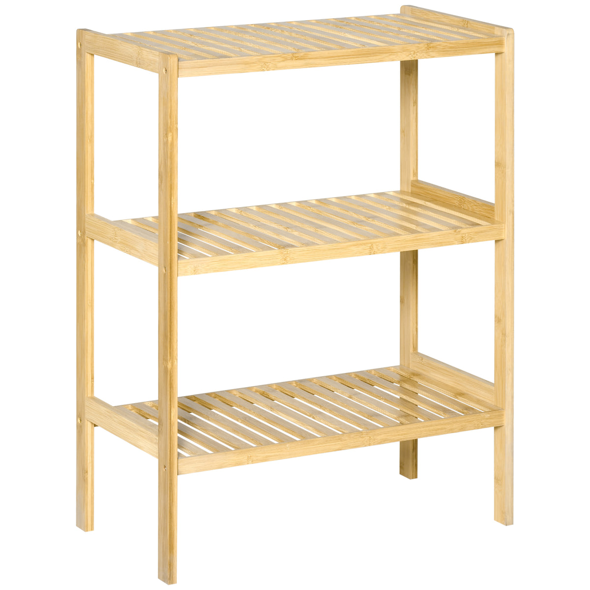 Estante de Bambu de 3 Níveis Móvel Organizador Multifuncional para Casa de Banho Cozinha Sala de Estar 62x33x80cm Natural — foto 1