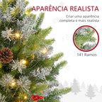 Árvore de Natal 60 cm Árvore de Natal Artificial de Mesa com 20 Luzes LED 141 Ramos 5 Pinhas 5 Bagas Vermelhas e Suporte de Metal Árvore Natalícia para Interior Verde — foto 6