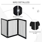 Barreira de Segurança Dobrável de 3 Painéis Portátil para Animais de Estimação Grade de Proteção para Cães Pequenos 160x76 cm para Portas Escadas Corredores Castanho — foto 5