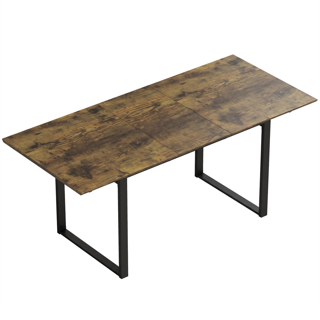 Mesa de Jantar Extensível 140-180 cm para 6-8 Pessoas Retangular em Design Industrial com Estrutura em Aço Aparência de Madeira Tigre — foto 1