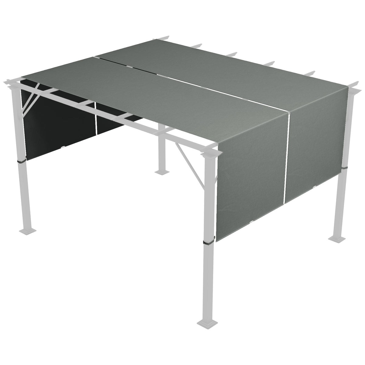 Conjunto de 2 lonas de reposição retráteis 4,9 x 1,2 m para pérgola 3 x 3 m poliéster proteção UV cinza escuro — foto 1