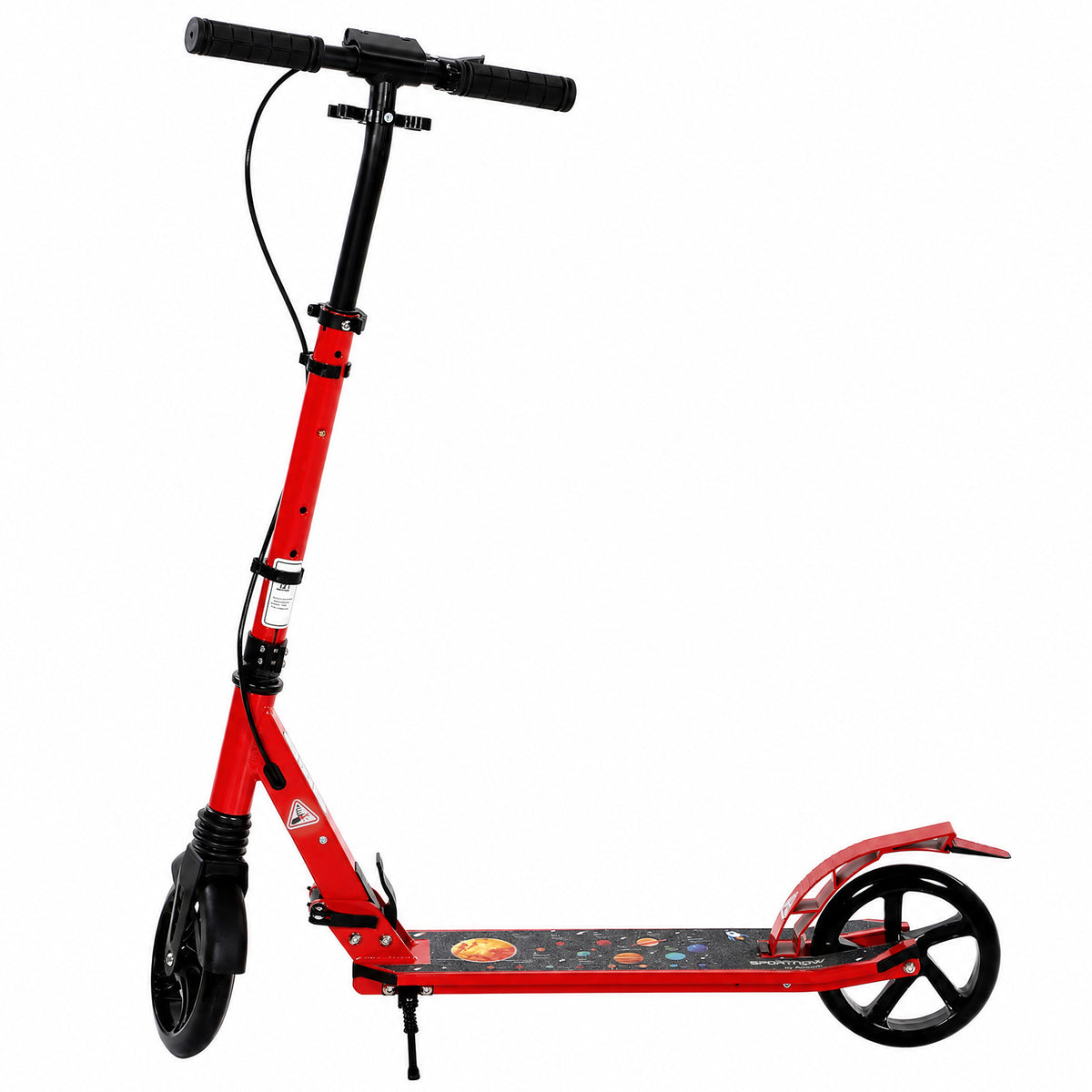 Trotinete Dobrável em Alumínio Guiador Ajustável Travagem Dupla Manual/Pedal Rodas PU 18 cm 86x38x103,5 cm Vermelho — foto 1