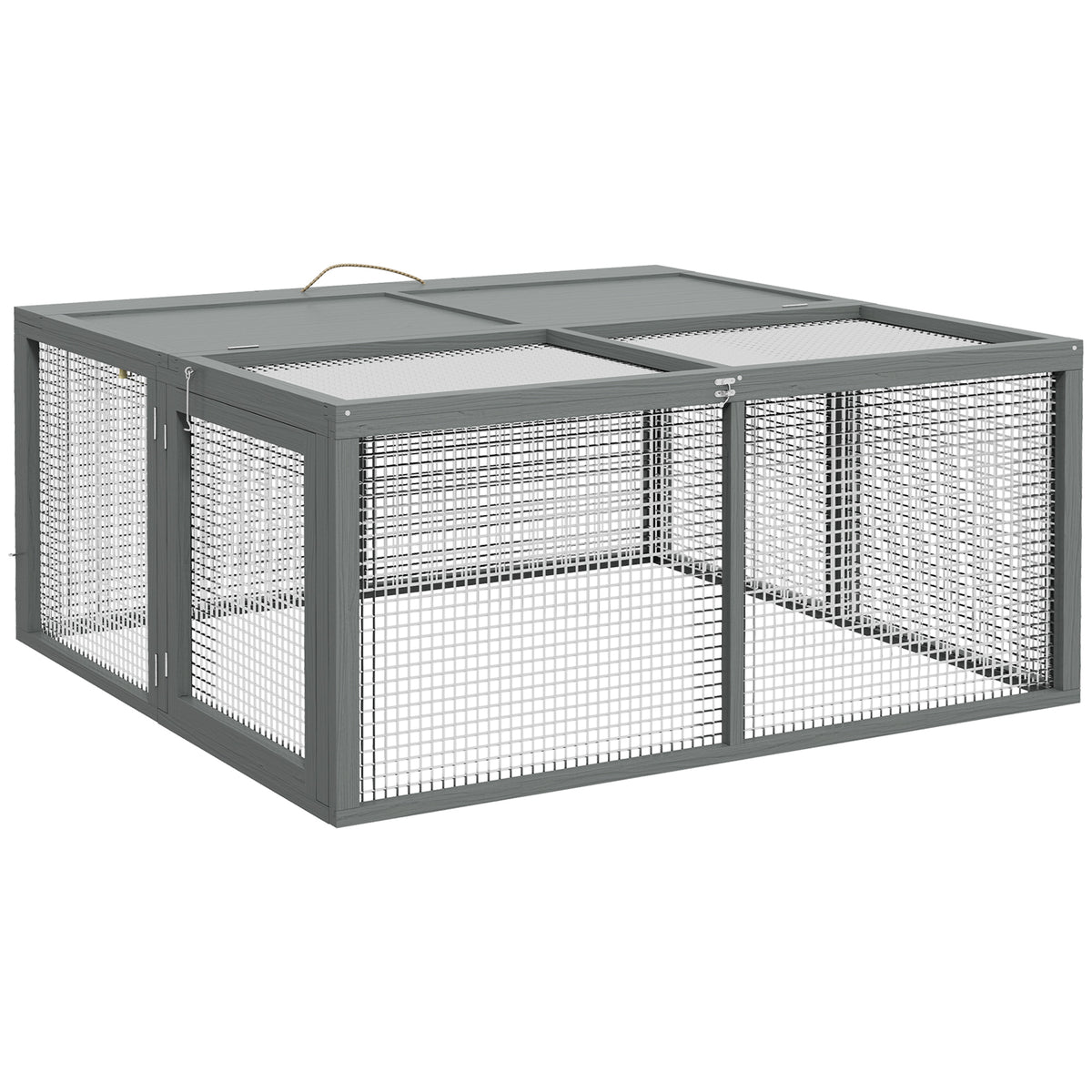 Gaiola para Coelhos Gaiola de Coelho Dobrável com Alça Topo Abrível para 2 a 3 Coelhos Porquinhos-Da-Índia 110x105x50 cm Cinza — foto 1
