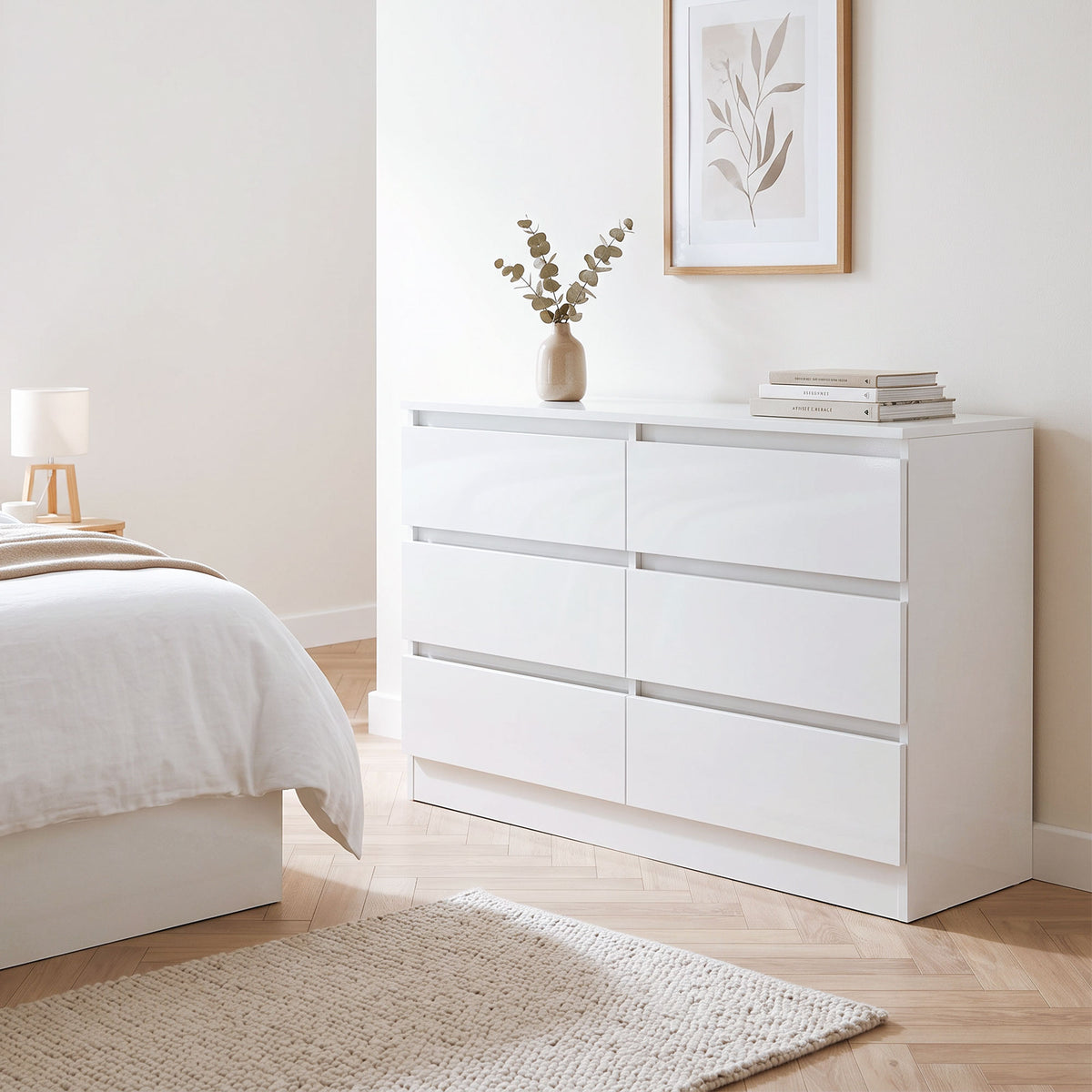 Cómoda 6 Gavetas para Quarto e Sala 100x35x69 cm Branco — imagem 3