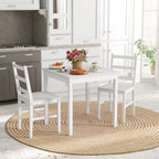Conjunto de jantar 3 peças com mesa e cadeiras, madeira maciça, Branco — imagem 3