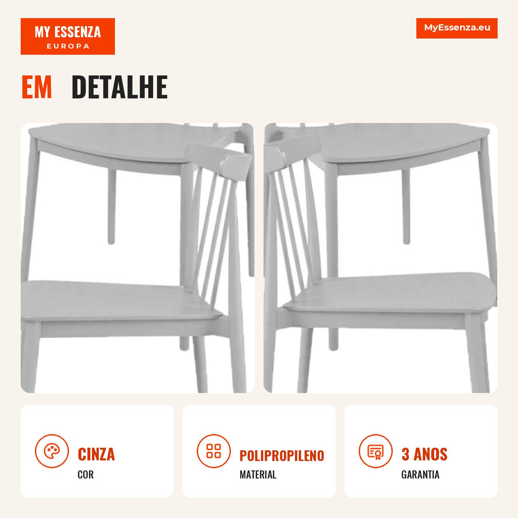 Pack 4 Cadeiras Koola — Cinza — Infografia — detalhe