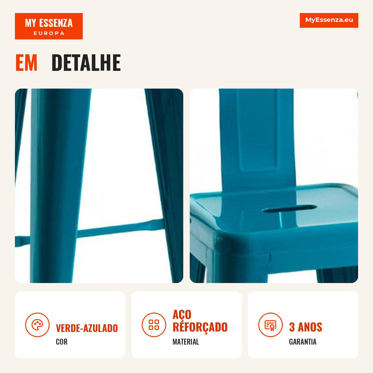 Banco Meyer Encosto 100 cm — Verde-azulado — Infografia — detalhe