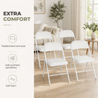 Conjunto de 4 Cadeiras Dobráveis Cadeiras Dobráveis com Encosto e Estrutura de Aço para Sala de Estar Escritório Estúdio 45x46x78 cm Branco — Características | Features