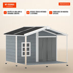Casota para Cães Resistente às Intempéries Elevada em Madeira com Telhado de Betume Terraço para Cães de Porte Médio 103x107x83,5 cm Cinza — infografia 3