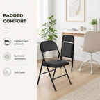 Conjunto de 2 Cadeiras Dobráveis Cadeiras Dobráveis com Encosto e Estrutura de Aço para Sala de Estar Escritório Estúdio 45x46x78 cm Preto — Características | Features
