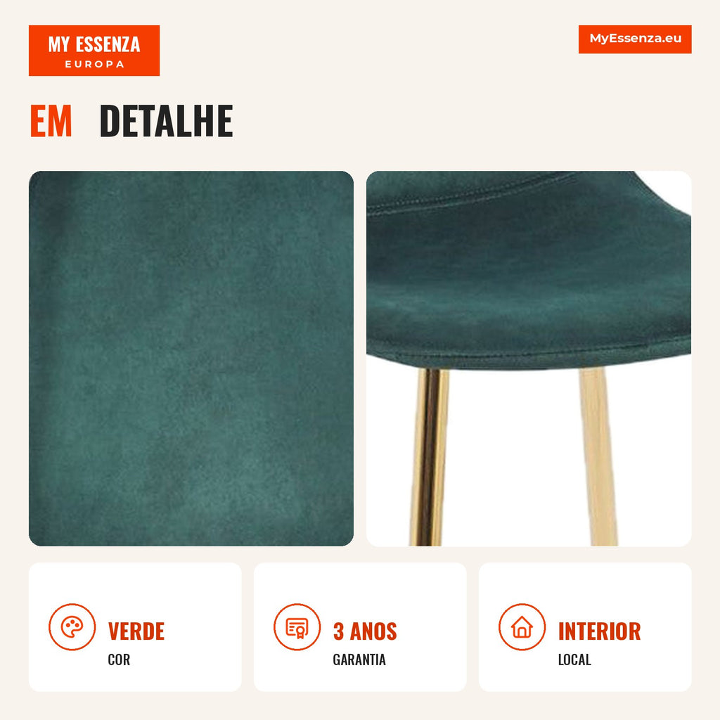 Cadeira Golden Leo Veludo — Verde — Infografia — detalhe