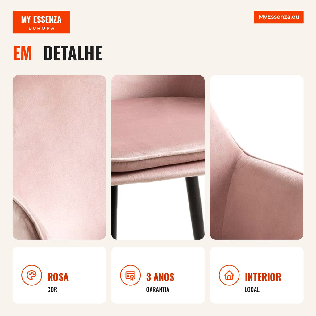 Cadeira Reby Black — Rosa — Infografia — detalhe