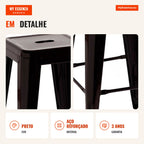 Banco Meyer Alto 76 cm — Preto — Infografia — detalhe