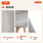 Cadeira Mona Veludo — Cinza claro — Infografia — detalhe