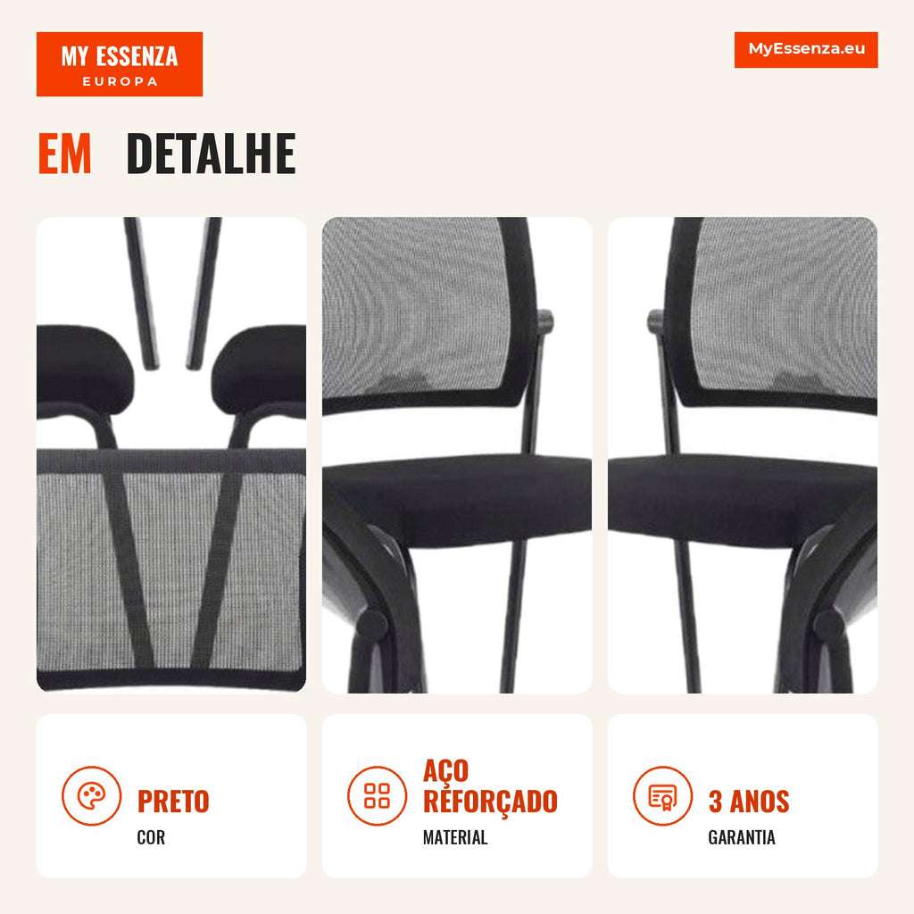 Pack 5 Cadeiras Confidente Beroli — Preto — Infografia — detalhe
