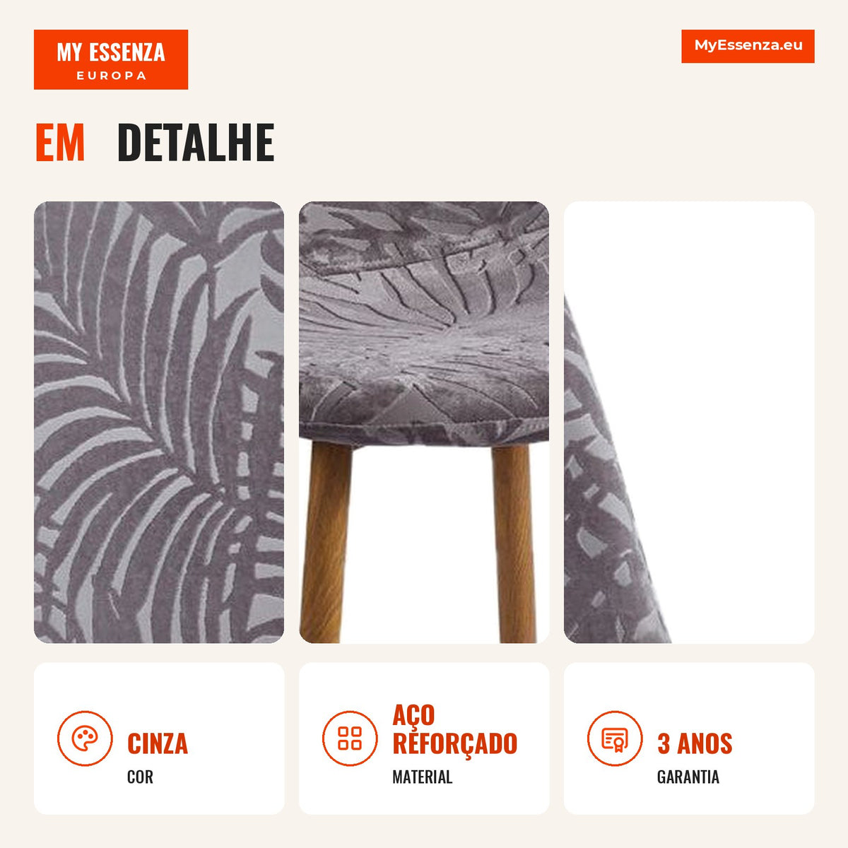 Cadeira Welyan — Cinza — Infografia — detalhe