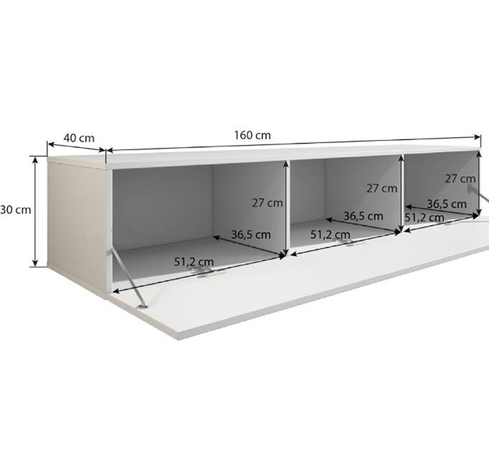 Conjunto de móveis de sala preto e branco com abertura push-click 160x40x126 cm — foto 1