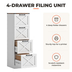 Móvel para Escritório com 4 Gavetas Bloco de Gavetas de Escritório Móvel Arquivador Suporte para Impressora com Trilho Suspenso para A4 e Carta 40x40x131 cm Branco — Características | Features