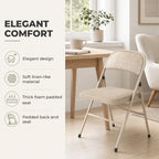 Conjunto de 2 Cadeiras Dobráveis Cadeiras Dobráveis com Encosto e Estrutura de Aço para Sala de Estar Escritório Estúdio 45x46x78 cm Bege — Características | Features