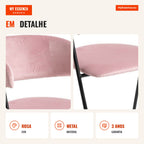 Cadeira Huldi Black Veludo — Rosa — Infografia — detalhe